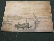 Ecole FRANCAISE XIX RARE PLAQUE CUIVRE GRAVURE MARINE LAC LEMAN ? dlg APPIAN