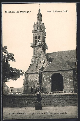 Cpa gourin clocher de - clocher,