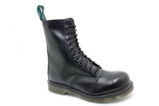 Solovair Fabriqué En Angleterre 11 Œil Embout Acier Bateau Pw Noir Sans Couture