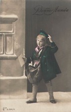 CP BONNE ANNEE ENFANT FACTEUR CHAPEAU SACOCHE LETTRES - 43694