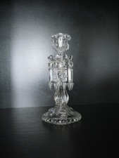 Bougeoir chandelier photophore cristal Baccarat  médaillons pampilles 01