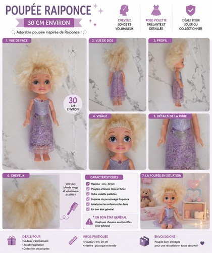 Poupée raiponce 30cm - poupée,