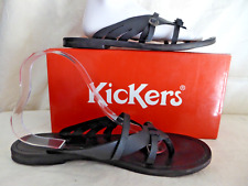 KICKERS tongs nus pieds CUIR NOIR T 39  BON ETAT