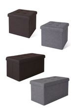 dibea Tabouret banc pliable lin pouf coffre de rangement deux couleurs