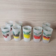 Lot de 8 verres à jus givrés,motifs fruits,vaisselle Vintage,verres à Eau