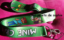 Jeu Craft TOUR COU cordon porte clef Badge KEYCHAIN clef lanyard lego video vert