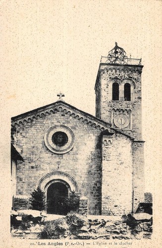Cpa les angles eglise et - angles,