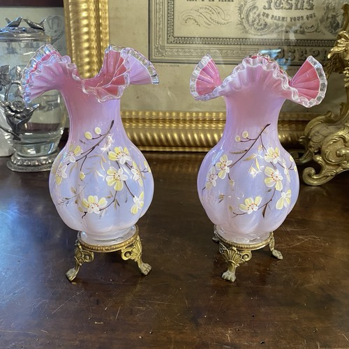 Paire vases opaline rose - paire, de