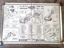 Affiche ancienne vue éclatée moteur YDRAL 125cm3 AJ-55 déco garage moto atelier