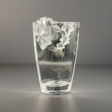 Vase Cristal De Sèvres Fleurs Dépolies Hauteur 21cm Vintage Bon État