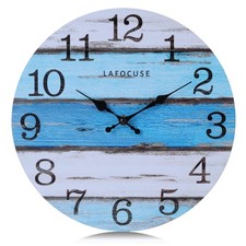 Horloge Murale Nautique Bleu Bois Silencieuse, Rustique Pendule Murale Marin ...
