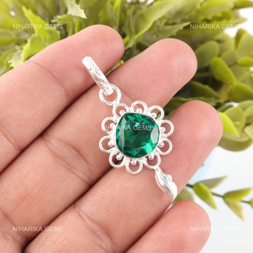 Pendentif émeraude verte - pendentif,