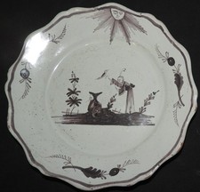 Assiette : décor au Chinois, Manganèse (probablement fin XIXème) 22,5 cm