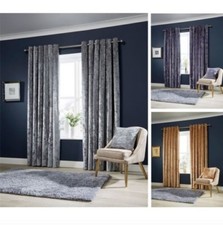 Olivia Rocco Velours Ecrasé Rideaux,Entièrement Doublé Anneau Paire Rideaux