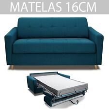 Canapé convertible EXPRESS 3 places en tissu tweed bleu style scandinave