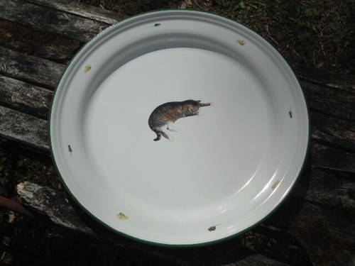 Grand plateau emaille chat - plateau,