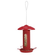 Mangeoire solo métal rouge H 44 cm pour oiseaux