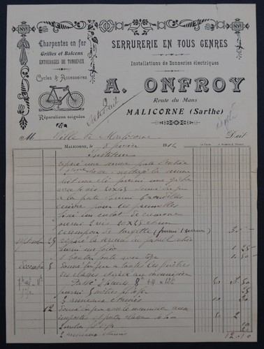 Billhead facture 1912 - facture,
