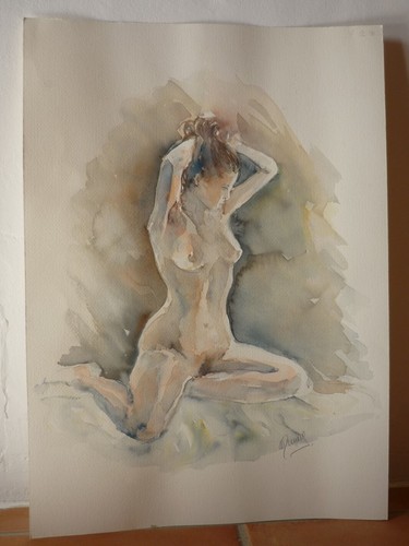 Aquarelle feminin modèle - nu,