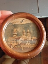 ANCIEN PETIT TABLEAU MARQUETERIE ALSACE CIGOGNE signé MEAL