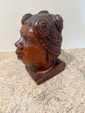 Statue tête de femme Africaine en bois sculpté