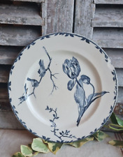 ANCIENNE ASSIETTE PLATE TERRE DE FER OXFORD OISEAUX