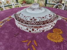 Soupière Légumier Faience Bordeaux Jules Vieillard Service Louis XV Floral Sépia
