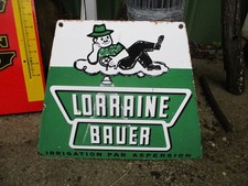 LORRAINE BAUER plaque émaillée agriculture tracteur