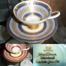 LOT VINTAGE ART DECO PORCELAINE BAVARIA 2 TASSES JOHANN SELTMANN VOHENSTRAUSS