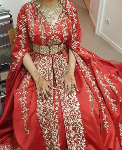 Caftan femme robe - longue, rouge