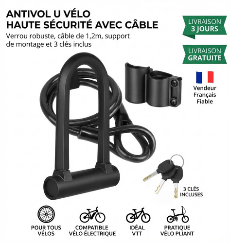 Antivol velo haute - velo, u
