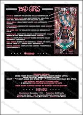 Gottlieb Bad Girls 1988 Cartes Instructions Flipper Pinball Cards FR/EN