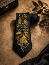 Cravate tigre japonais brodé - tigre,