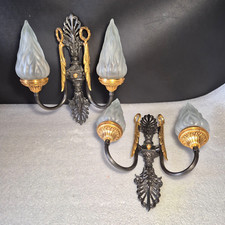 💡  Paire d’appliques en bronze, tulipe flamme n3