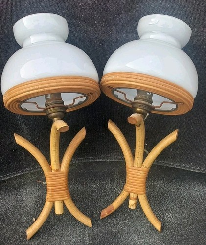 Appliques rotin opaline - , louis