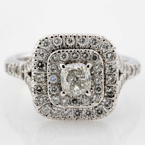 Bague double halo diamant - double-halo, 750