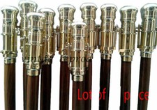 Lot De 10 Canes En Bois Avec Poignée En Laiton Pliables