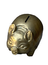 ANCIENNE TIRELIRE COCHON EN BRONZE PAS A CASSER 