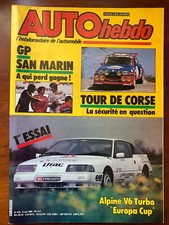 AUTO HEBDO 9/05/1985; GP San Marin/ Tour de Corse/ Alpine V6 Turbo Europa Cup