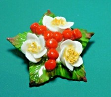 Aynsley Vintage Fin OS Chine Blanc Rouge Apple Fleur Broche Fleur Angleterre