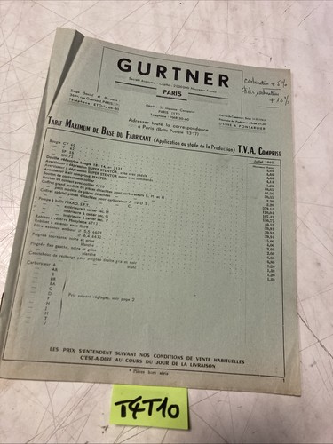 Gurtner 1960 catalogue - , liste