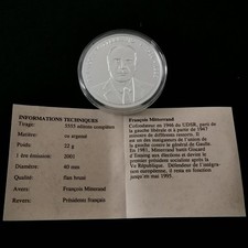 MEDAILLE 2001 FRANCOIS MITTERRAND LES PRESIDENTS FRANCAIS Cuivre Argenté 40mm 22