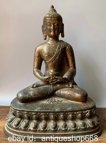 Vieille statue de bouddha - 8.4",