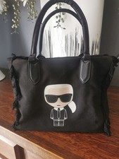 Sac Cabas  Toile Coton Noir  KARL LAGERFELD