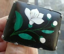 Superbe Broche Florale En Argent Victorien Mosaic Grande c.1880/90 Pietra Dura