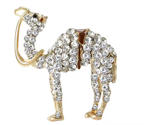 Camel brooch clear rhinestone - camel,