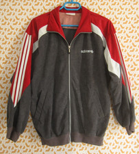 Veste Adidas années 80'S Vintage velour Gris blanc 80'S jacket Homme - 168 / S