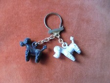 Porte-clés Key Ring MINI Paire de caniche Blanc et noir  3 cm de long POODLE N°1