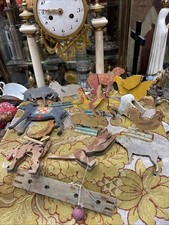 ancien jeux jouets en bois annimaux de la ferme articules