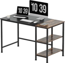 Bureau 120x60cm avec Étagères de Rangement -  Poste de Travail en Bois Marron 